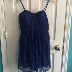 Strapless prom dress size 13/14 junior royal blue